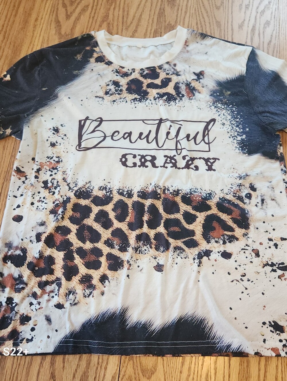 T30 Beautiful Crazy Leopard Print Short Sleeve Tee - White/Black/Brown